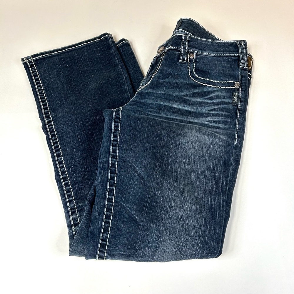 Silver Jeans Women’s W31/L31 Aiko Bootcut Dark Wash Blue Denim #1656